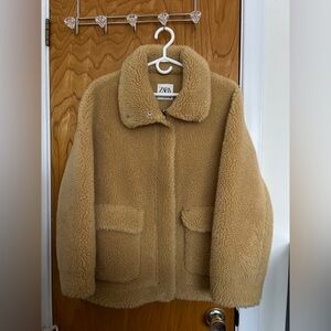 NWOT Zara Camel Sherpa Jacket